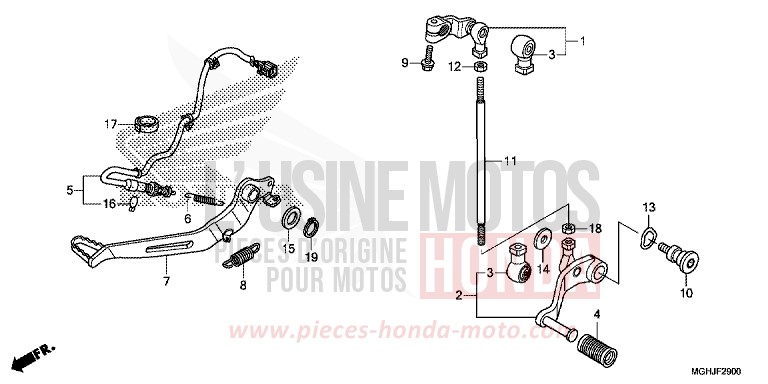 PEDALE de VFR1200X "Crosstourer" Méca CANDY PROMINENCE RED (R342B) 2018